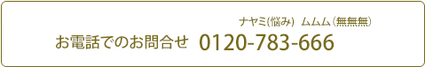 お電話でのお問合せ 0120-783-666